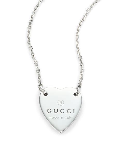 gucci made in italy heart necklace|gucci sterling silver heart necklace.